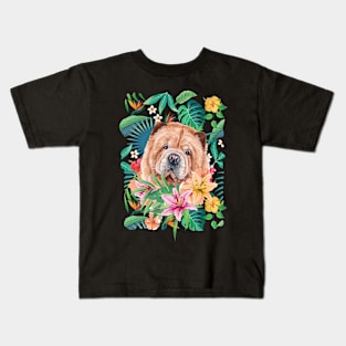 Tropical Red Chow Chow Puppy Kids T-Shirt